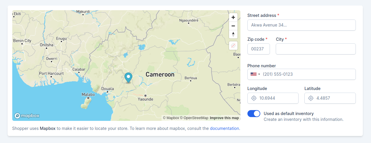 Store location with mapbox